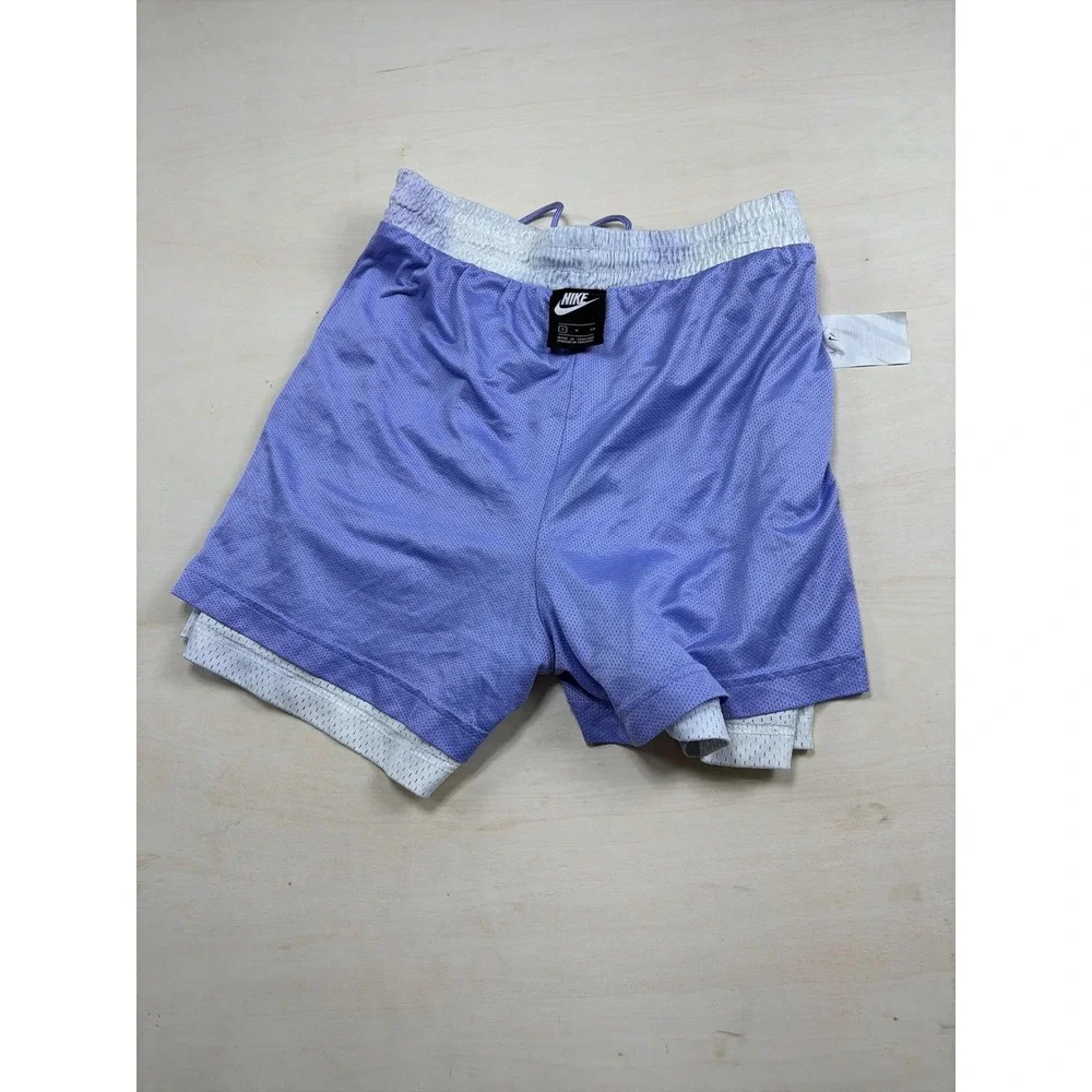 Nike Womens Abstract Cloud Tie Dye Mesh Athletic Shorts Purple White Small
